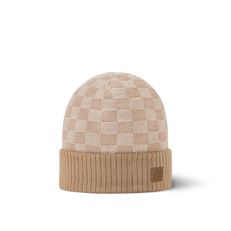 Bonnet et Écharpe Néo Petit Damier Beige