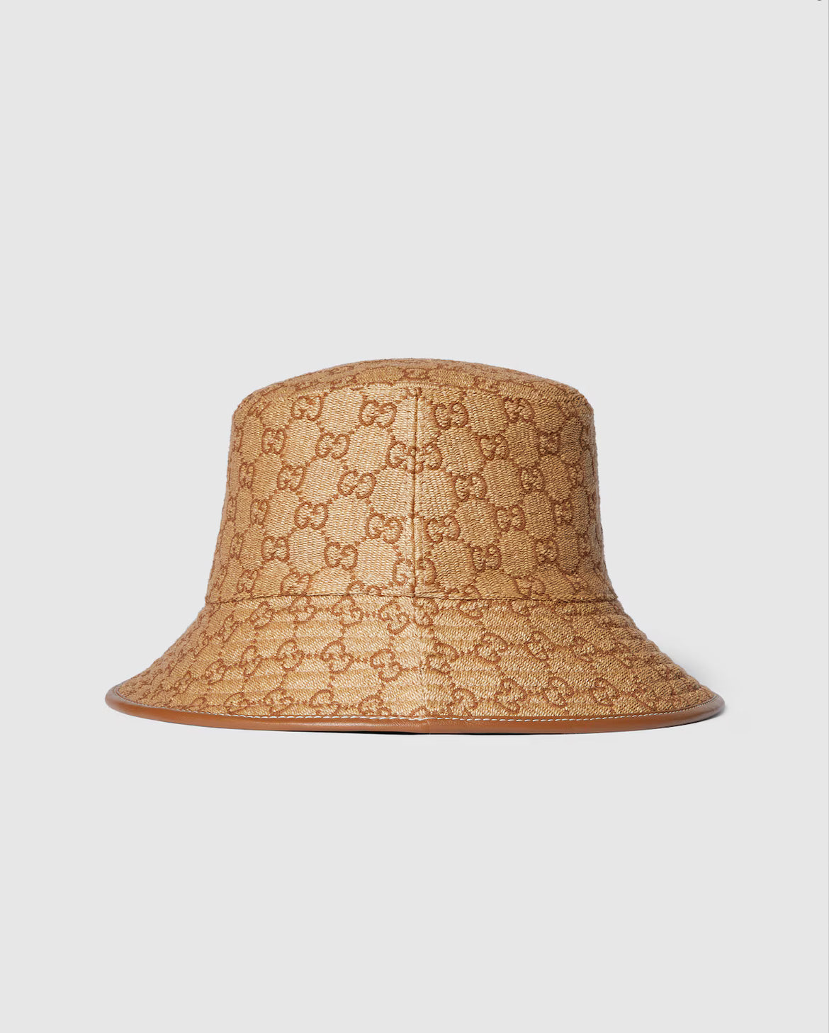 Chapeau seau en paille GG