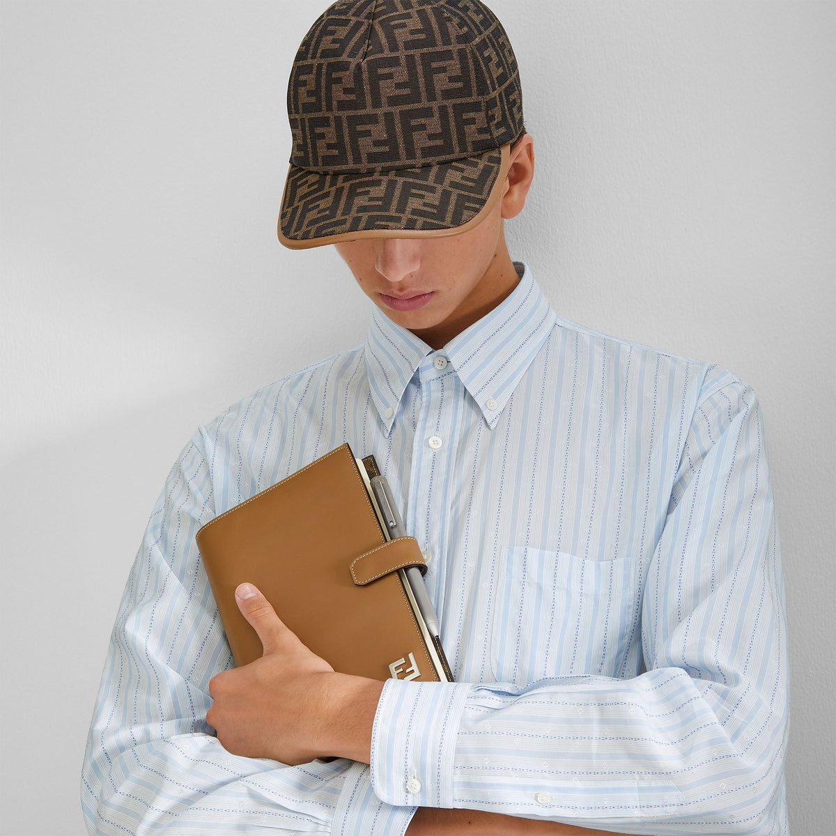 Casquette de baseball en tissu jacquard FF brun