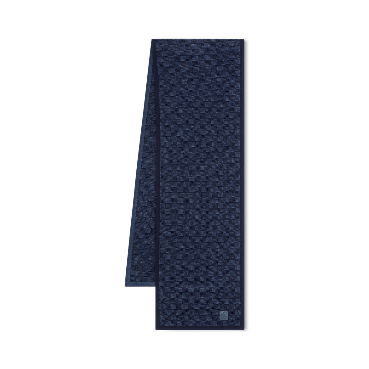 Bonnet et Écharpe Néo Petit Damier Bleu Marine