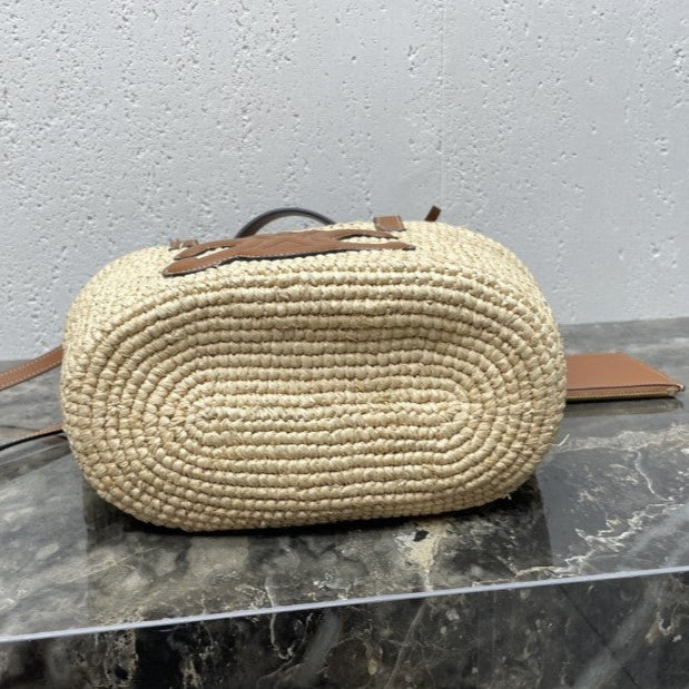 Céline - Classic Panier petit modèle Souple Raphia et veau
