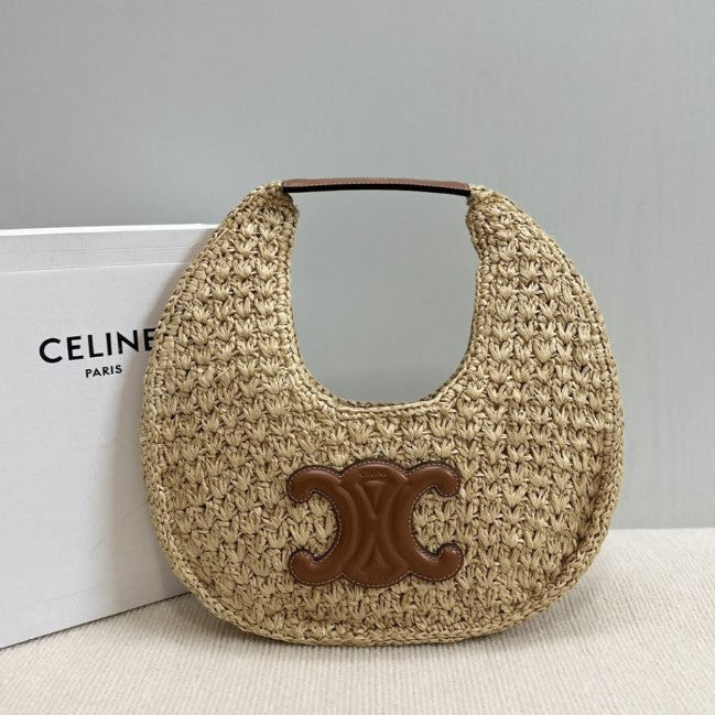 Céline - HOBO BAG IN Raffia and Calfskin