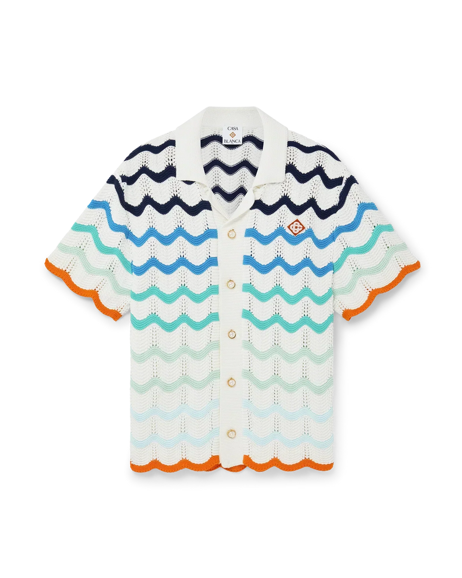 Gradient Wave Crochet Shirt