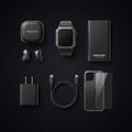Box 6-en-1 iPhone Wanted Store : écouteurs, montre connectée, batterie, chargeur, câble et protection