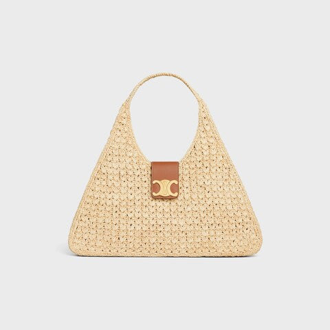 C­eli­ne - Classic Panier Cabas Triangle Raffia Calfskin